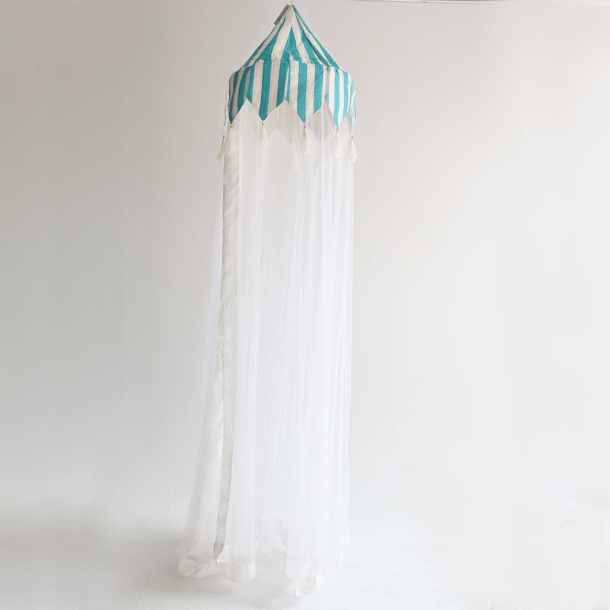 IN CREATION INC - Vente Ciel de lit – enfant et bébé - Moustiquaire à rayures bleues1