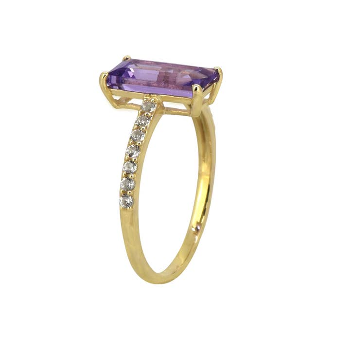 Tiramisu - Wholesale Cocktail/statement ring - 14K Yellow Gold Twilight Flame Purple Amethyst Ring1