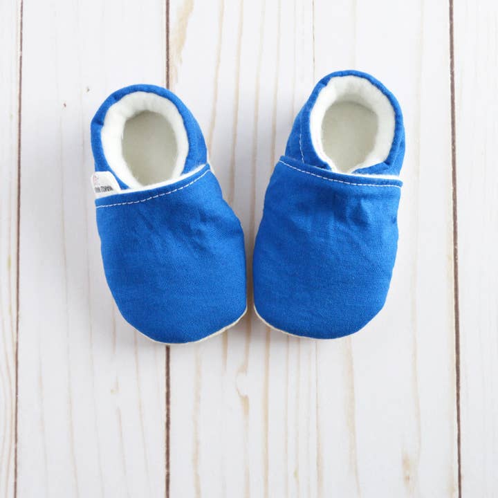 Stay-On Baby Shoes - Baby Mocs - Royal Blue for wholesale by Waku Waku Baby