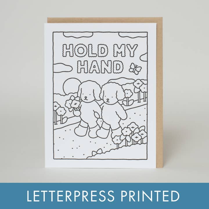 Egg Press Manufacturing - Wholesale Love Card - Holding Hands Coloring Greeting Card by Bobbie Goods