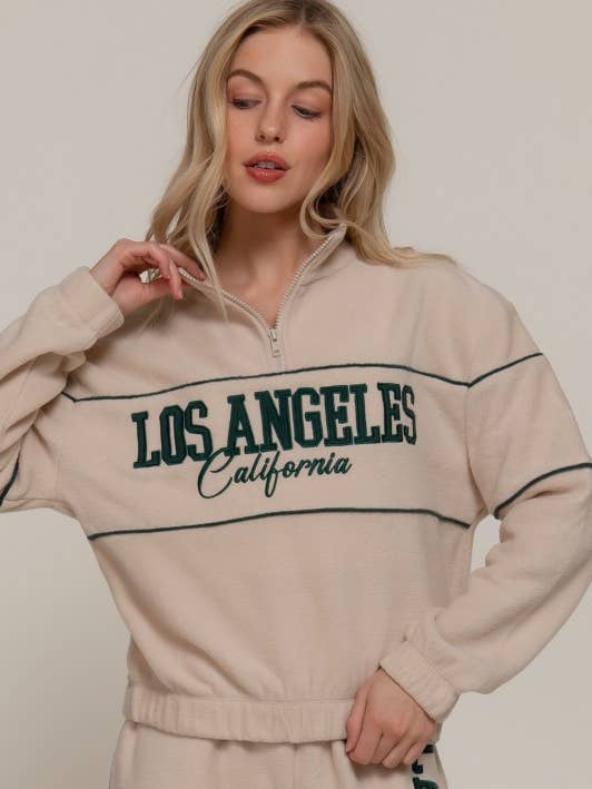 Reißverschluss-Halsstickerei-Fleece-Top für den Großhandel von MintChoco