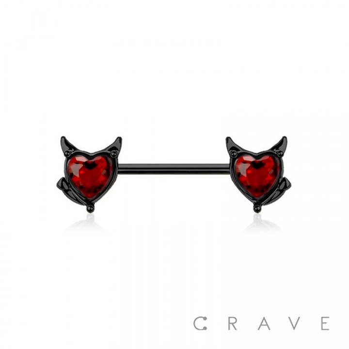 CRAVE BODY JEWELRY - Wholesale Nipple Ring - DEVIL HEART 316L SURGICAL STEEL NIPPLE BAR