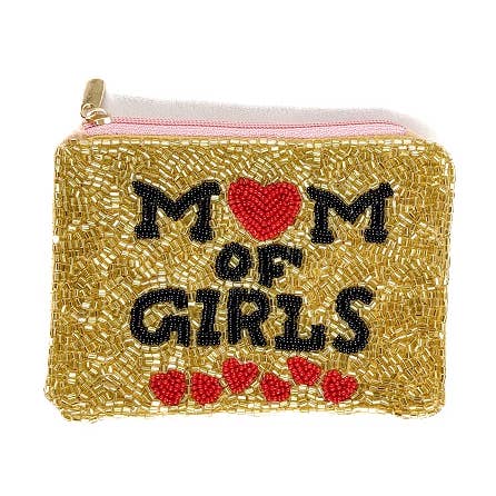 Ladies Mom of Girls Themed Beaded Coin Purse for wholesale by Nima Accessories Inc