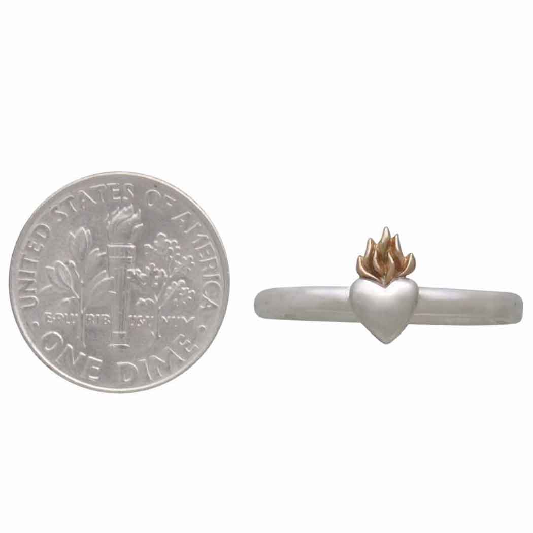 Nina Designs - Wholesale Band/Stacked Ring - Mixed Metal Flaming Heart Ring2