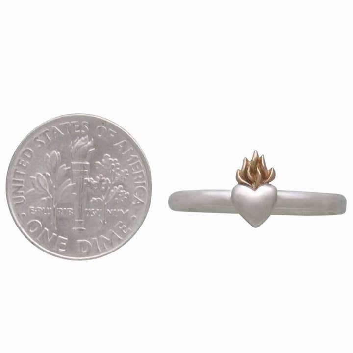 Nina Designs – Anel de banda por atacado – Anel Coração Flamejante de Metal Misturado2