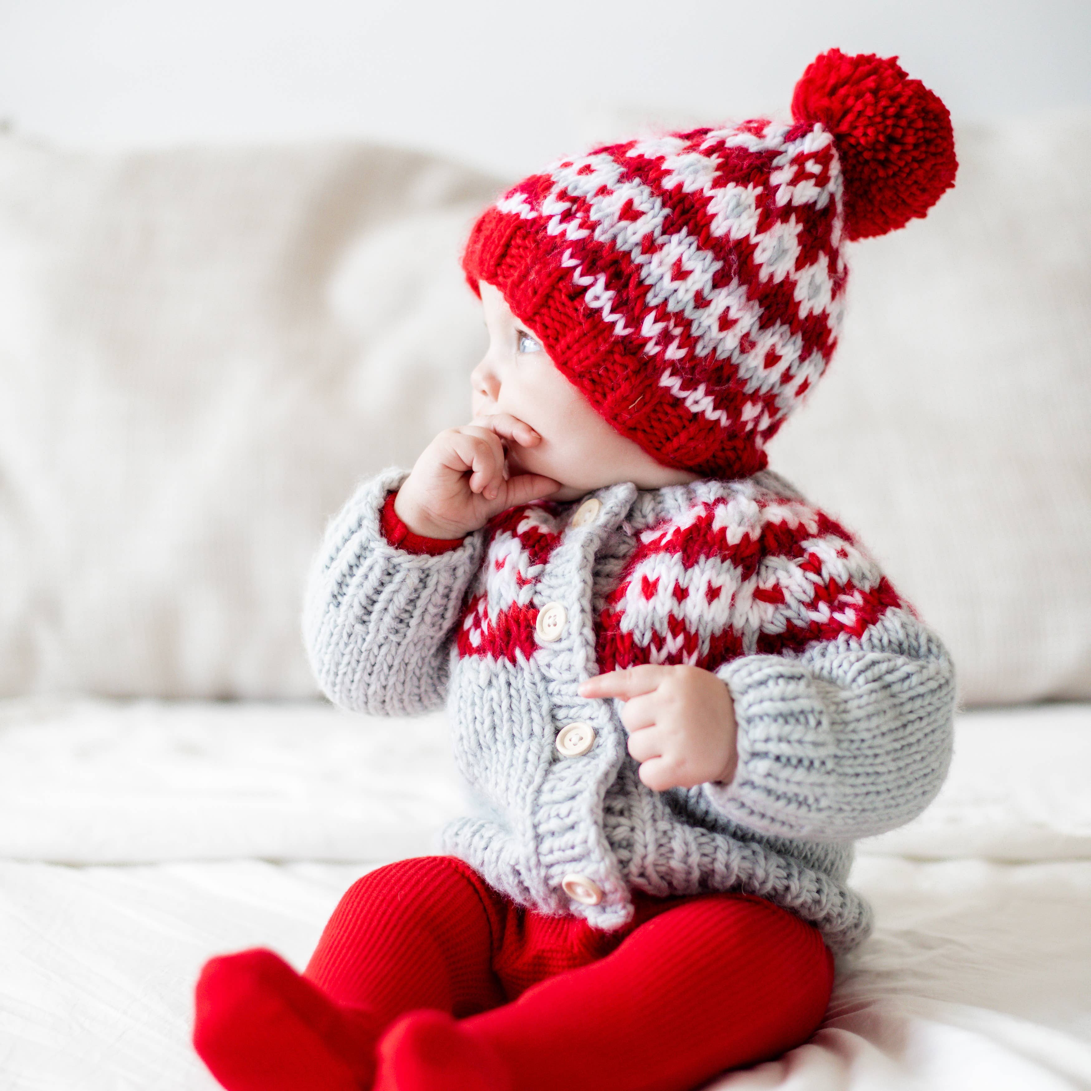 Huggalugs - Wholesale Cardigan - Baby - Fairisle Red Cardigan Sweater for Baby & Toddler SALE1