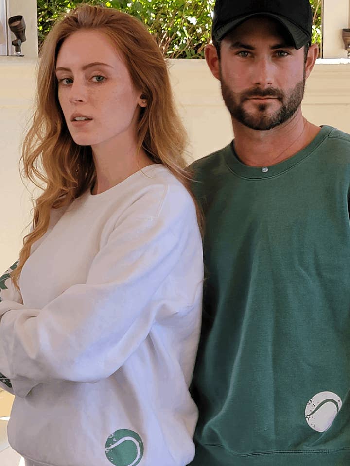 Tennis Score Tube Crewnecks in Green or White for wholesale by Ace the Moon