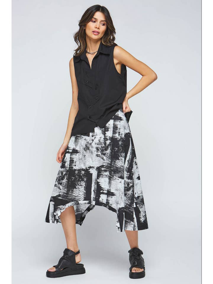 Avantgarde Design5 - Wholesale Tunic - Women's - Luukaa Black Crisp Cotton Asymmetic Tunic3