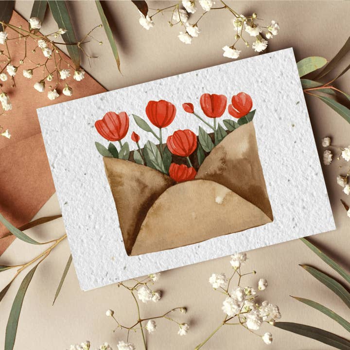 Postcard to be planted “Flower envelope” for wholesale by Mamie Bohéme