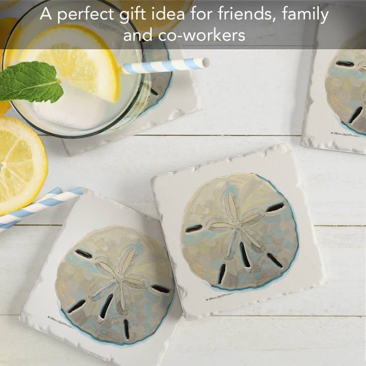 CounterArt/Highland Home/Thirstystone/CoasterStone - Wholesale Coasters - Colorful Sand Dollar Absorbent Tumbled Tile Coaster 4pk