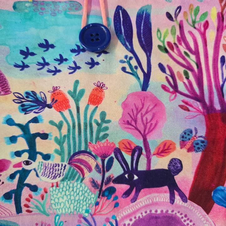 laubelgo - Wholesale Book Cover - Padded book cover with big-eyed birds, fuchsia and blue2