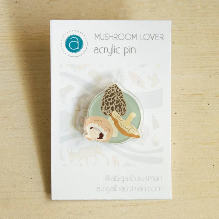 Pin acrílico Mushroom Lover para venta al por mayor de abigail hausman design & illustration