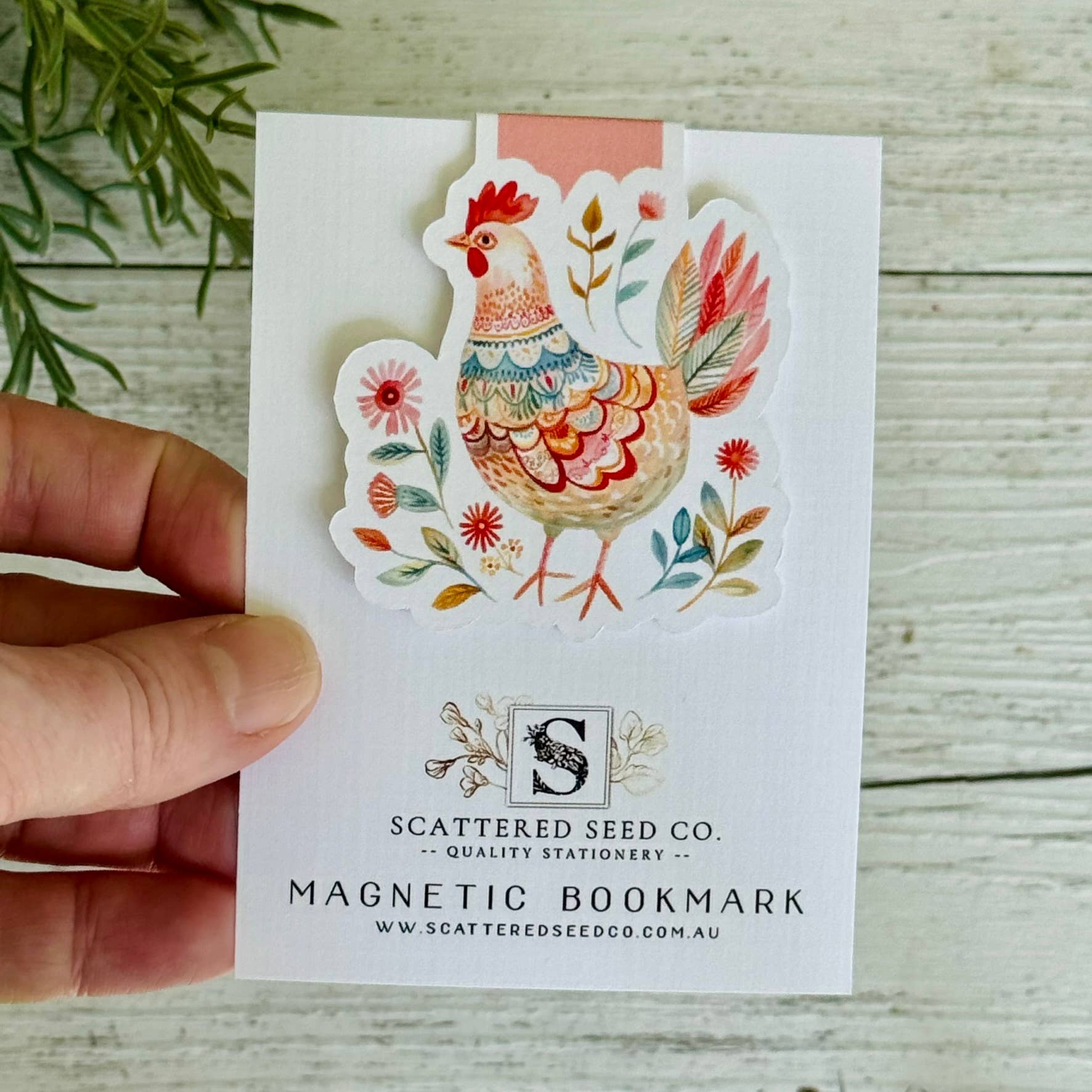 Scattered Seed Co - Wholesale Bookmark - Folk Art Chicken Magnetic Bookmarks set of 44