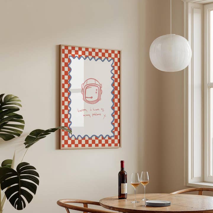 Houston I Have So Many Problems Funny Hand Drawn Print for wholesale by Print and Pigment