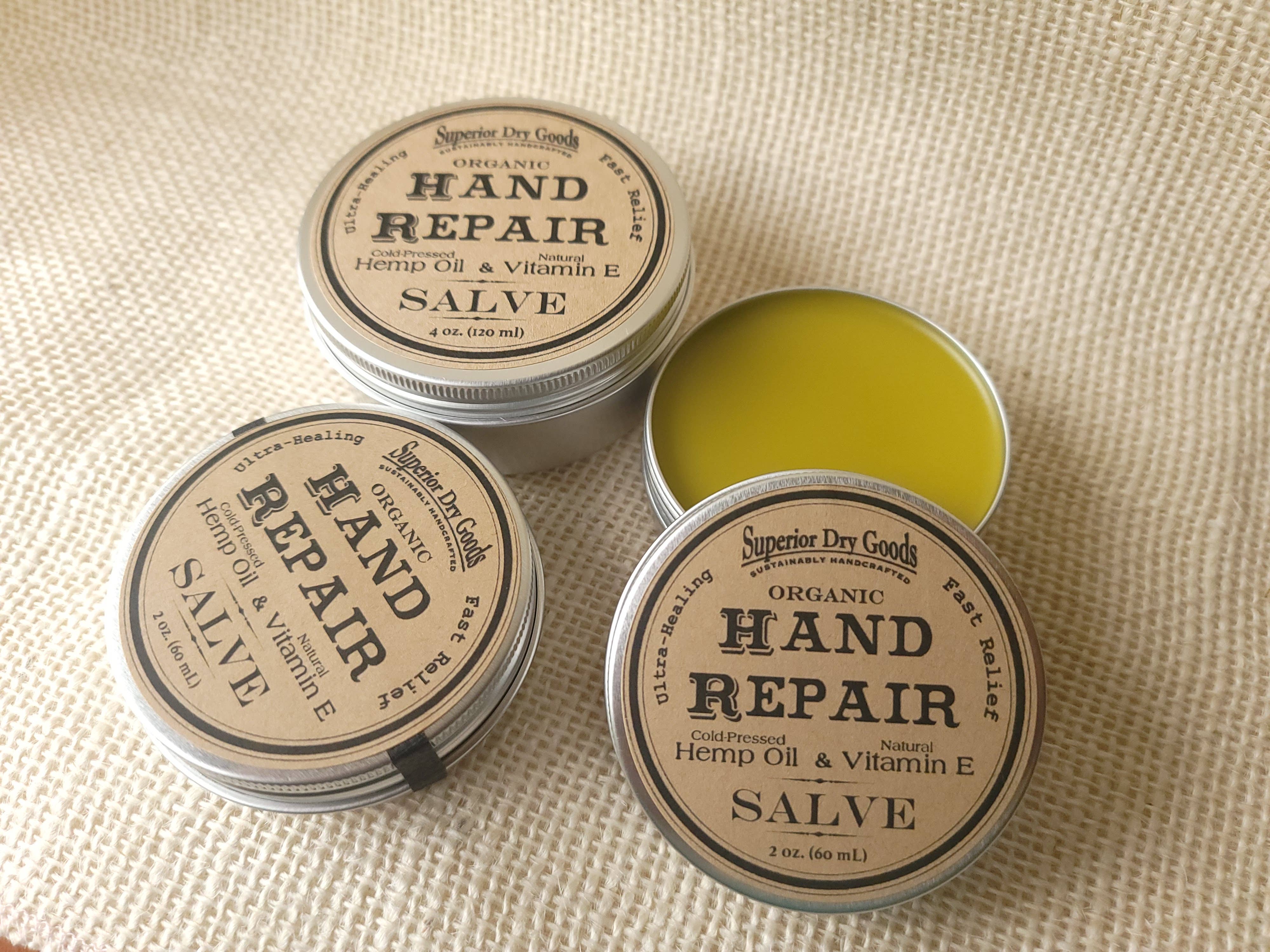 Superior Dry Goods - Wholesale Healing Salve/Balm/Cream - Hand Repair Salve | 2 Sizes | Hemp & Clary Sage | Organic9