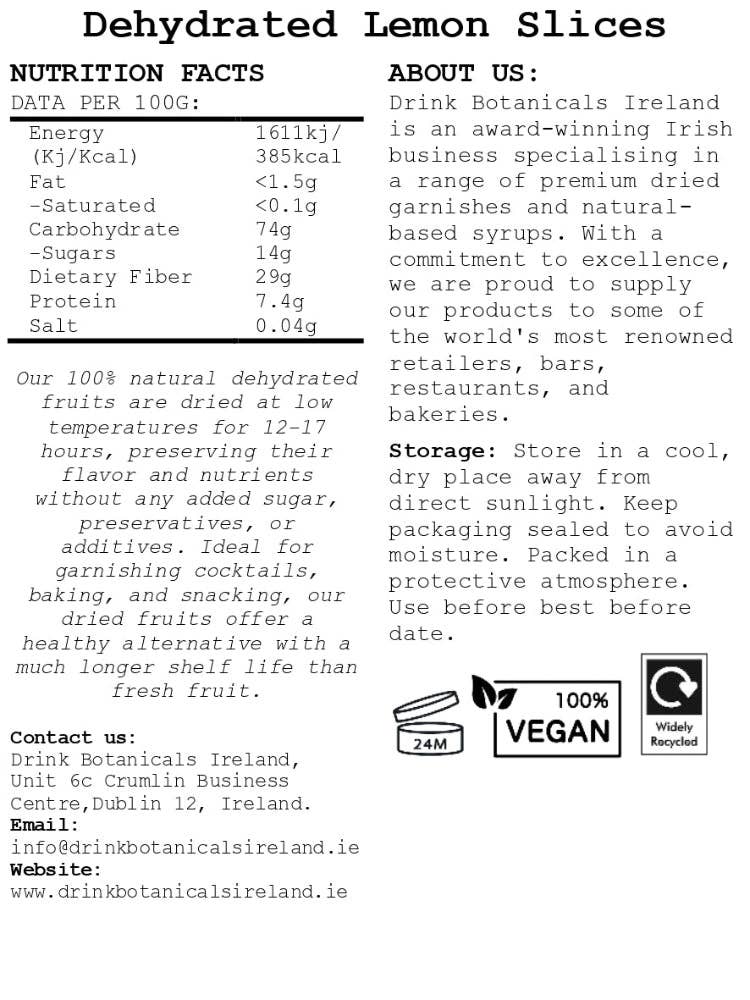 Drink Botanicals Ireland - Wholesale Dried/dehydrated fruit - Dehydrated Dried Lemon Slices3