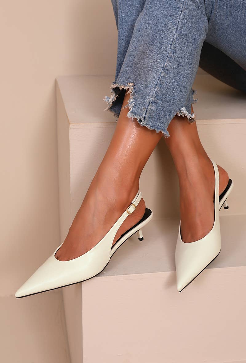 Joia Paris - Wholesale Low Heels - Women's - Pointed toe slingback pump, small thin heel H8-1021E10