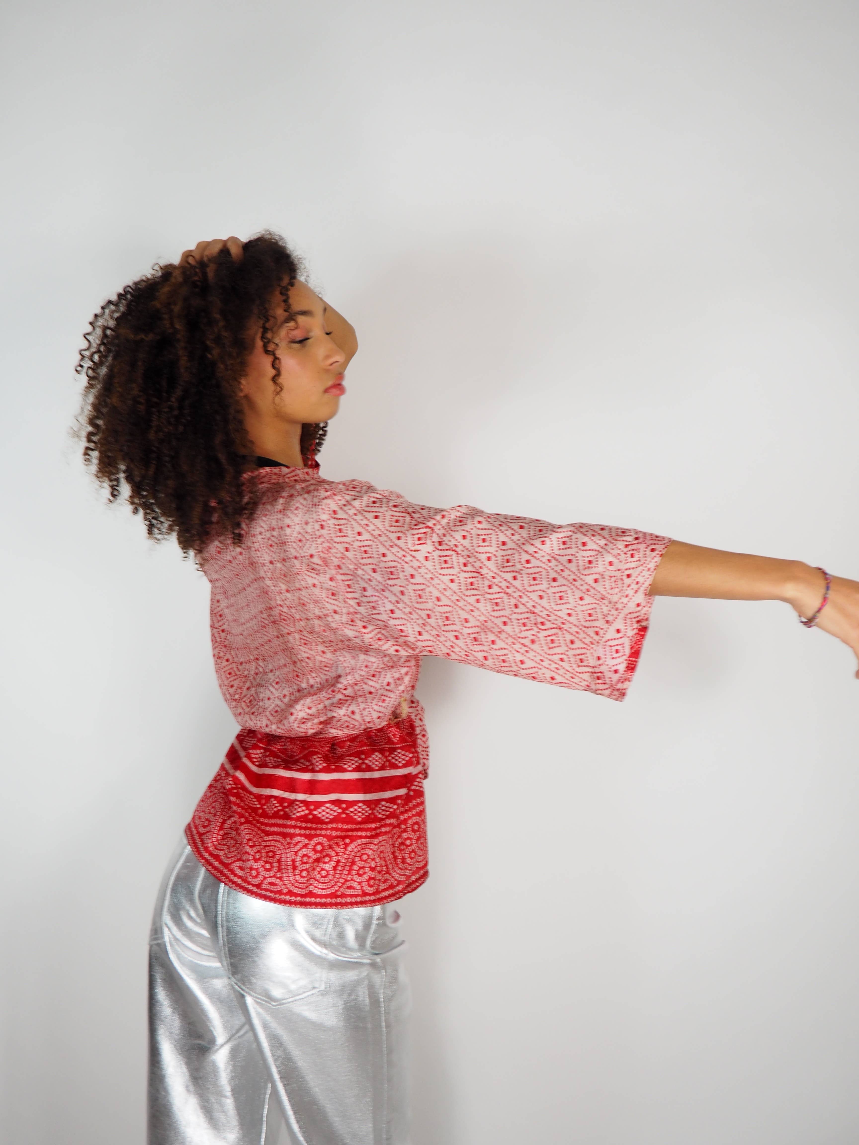 Vagabond Ibiza - Wholesale Kimono - Women's - The Kardash Kimono Short – Up-cycled Vintage Sari Kimono 41