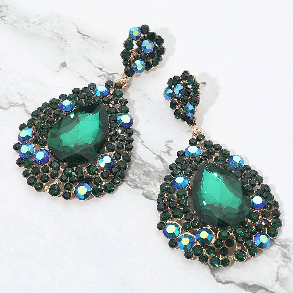 Sensibling Corp. - Wholesale Dangle Earrings - Teardrop Rhinestone Embellished Dangle Evening Earrings2