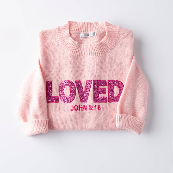 Loved John 3:16 Embellished Sweater for wholesale by Love in Faith