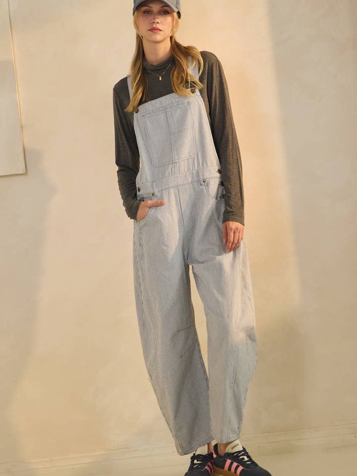 Pinstriped Barrel-leg Overalls and other Purchase Wholesale gauze overalls. Free Returns & Net 60 Terms on Faire trending on Faire.