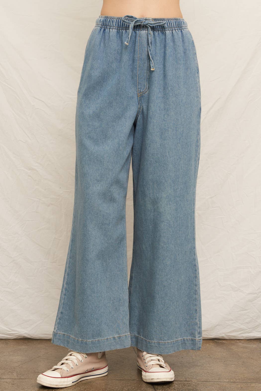 Wide Leg Denim Pants with Elastic Waistband for wholesale on Faire1