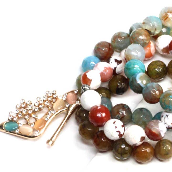 Aclue! Jewelry by Celest Anderson - Wholesale Beaded Bracelet - 13Secrets - Agates & Beaded Heel