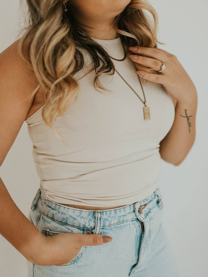 Ladies High Neck Tank for wholesale by Jax & Lennon Clothing Co.