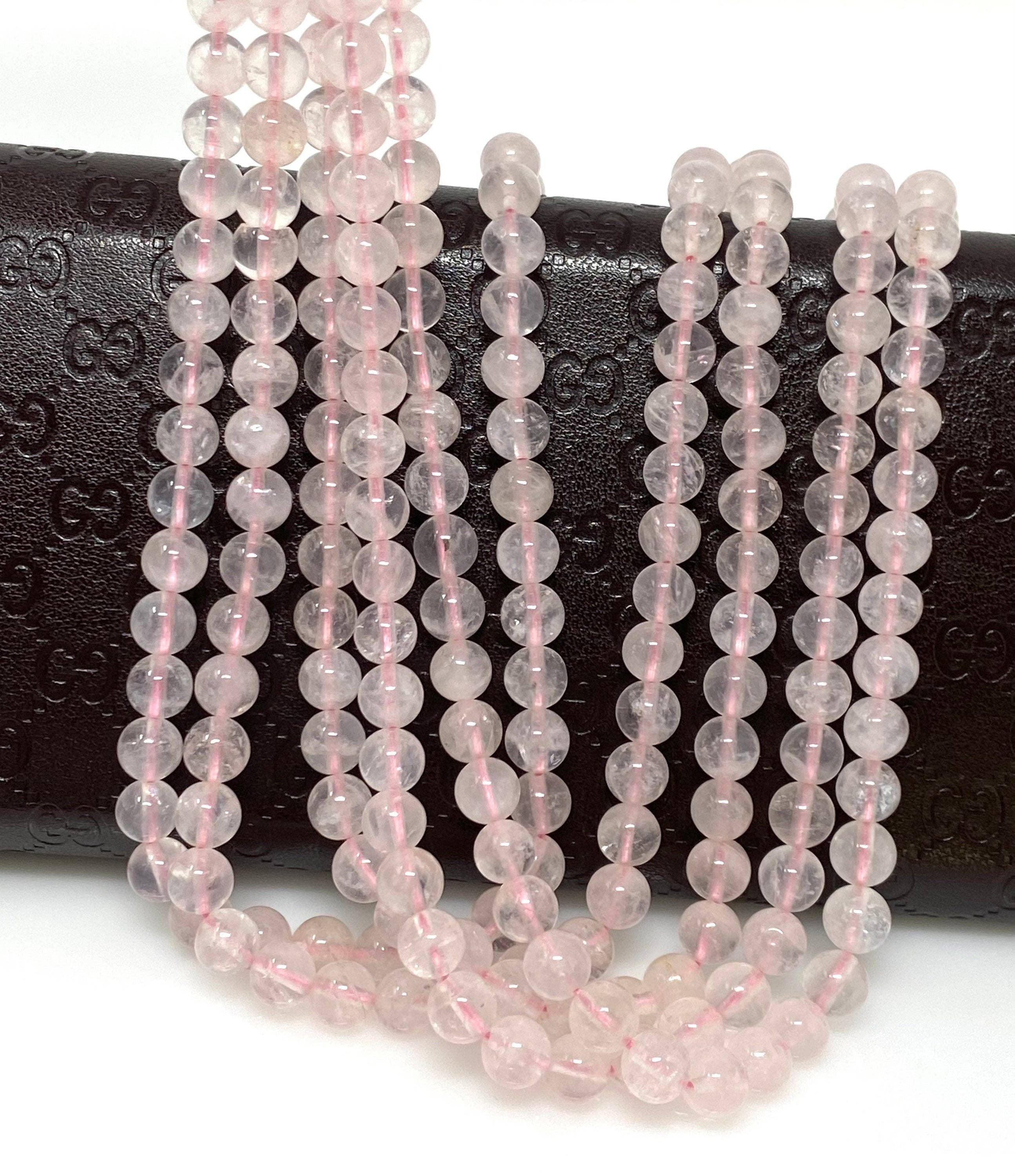 Akstar Gems - Wholesale Beads - 6.5mm Rose Quartz Gemstone Beads, Jewelry Supplies for Jewelry Making, Wholesale Bulk Beads, AAA Quality, 15” Strand0