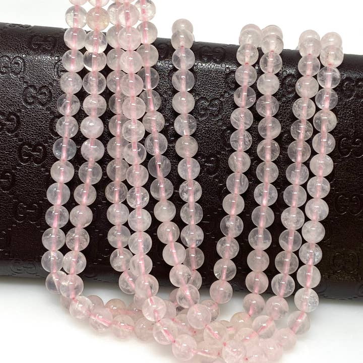 Akstar Gems - Wholesale Beads - 6.5mm Rose Quartz Gemstone Beads, Jewelry Supplies for Jewelry Making, Wholesale Bulk Beads, AAA Quality, 15” Strand