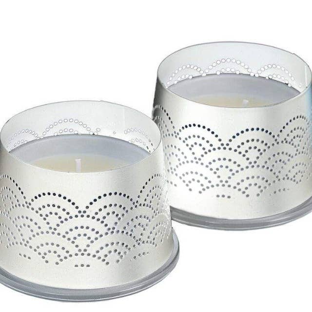 Hospitality Discounter – Großhandel Kerzenhalter – Spaas Teelichter mit durchsichtigen Lichtern, 6 Teelichter, Weiß1