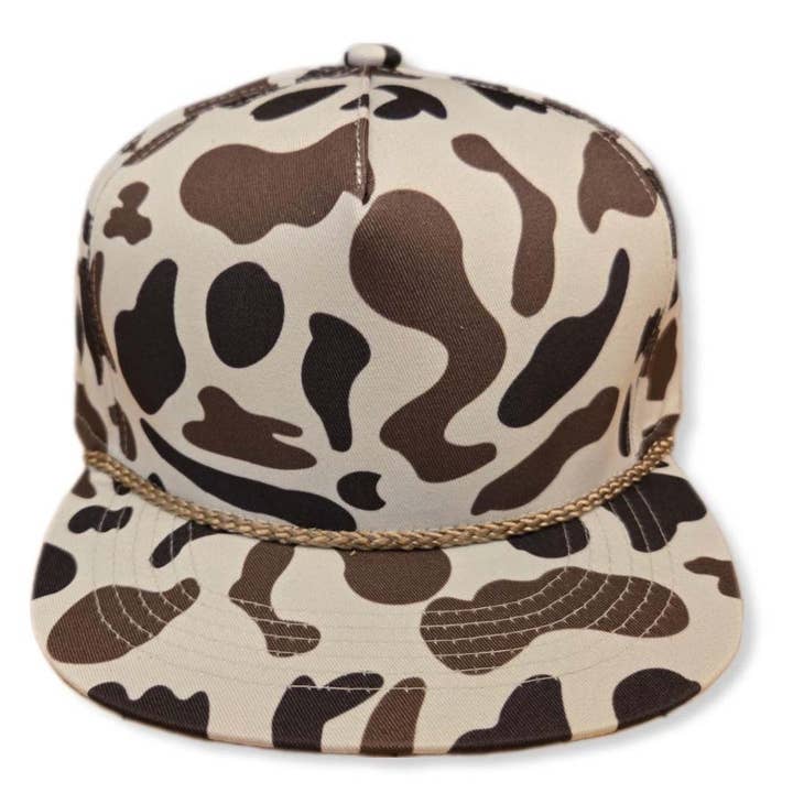 ThatsRad - Wholesale Flat Brim Cap - Men's - Five Panel Camouflage Camo Rope Snapback Hat Cap