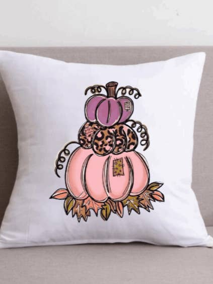 Stacked Pumpkins Throw Pillow Cover, 18"x 18" zipper cover for wholesale by Daisy’s and Designs