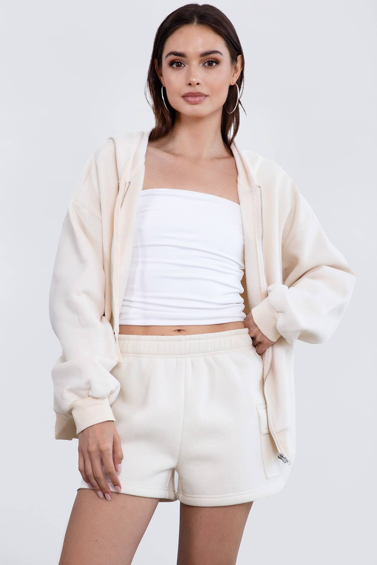 TICTOC - Wholesale Hoodie - Women's - UNIVERSITY Plush Fleece Loose Fit Zip Up Hoodie With Pockets18