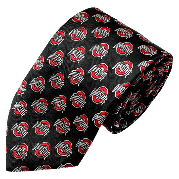 Ohio State Buckeyes Black Repeating Necktie for wholesale by Donegal Bay