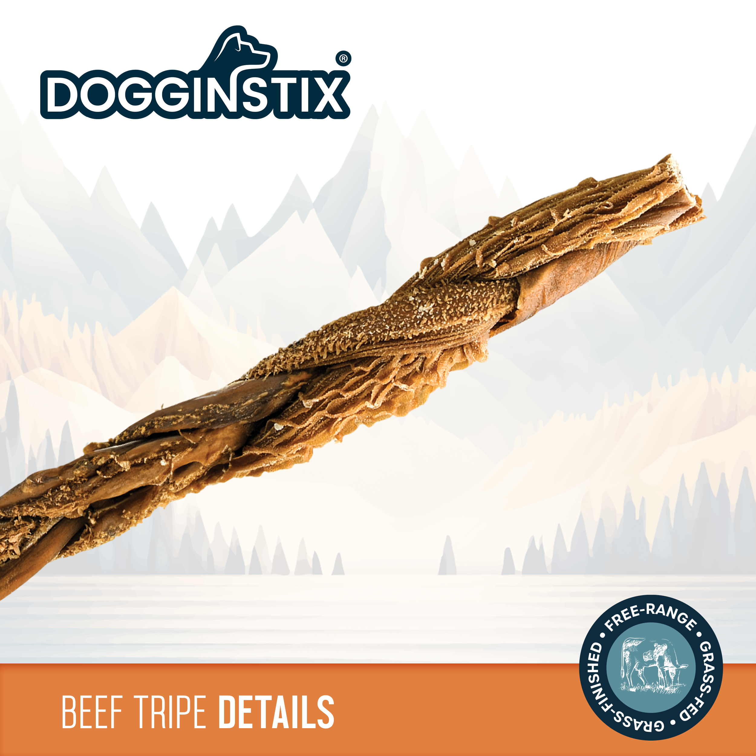 Dogginstix - Wholesale Pet Treats - Dog - 6" Braided Beef Tripe Sticks5