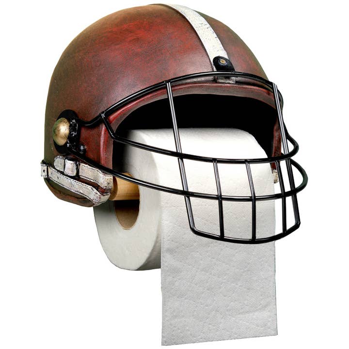 Brown Football Helmet Toilet Paper Holder: Rustic Bathroom Decor for wholesale on Faire