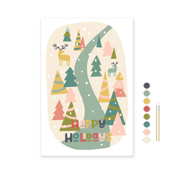 Breathe People - Wholesale DIY Craft Kit - Happy Holidays 12 x 18" Paint by Number Kit