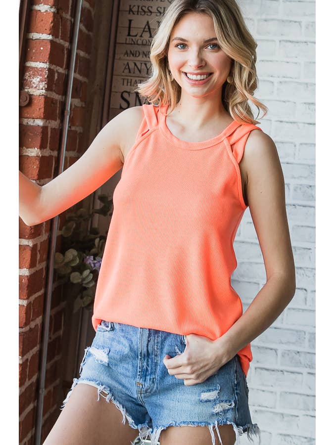 7th Ray - Venta al por mayor Camiseta sin mangas - Mujer - Top de Tirantes con Detalle de Correa en el Hombro de Punto Térmico T23951