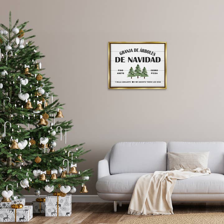Stupell Industries - Wholesale Wall Decor - Kids & Baby - Arboles De Navidad Framed Floater Canvas Wall Art, Holiday26