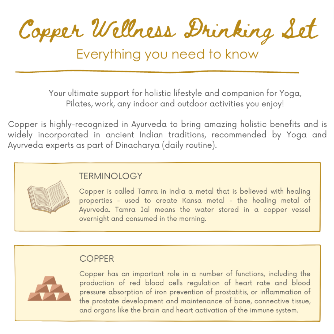 Kansa Organics - Wholesale Water Bottle - Ayurvedic Drinking Set - Copper Bottle & Cups (Seamless)3