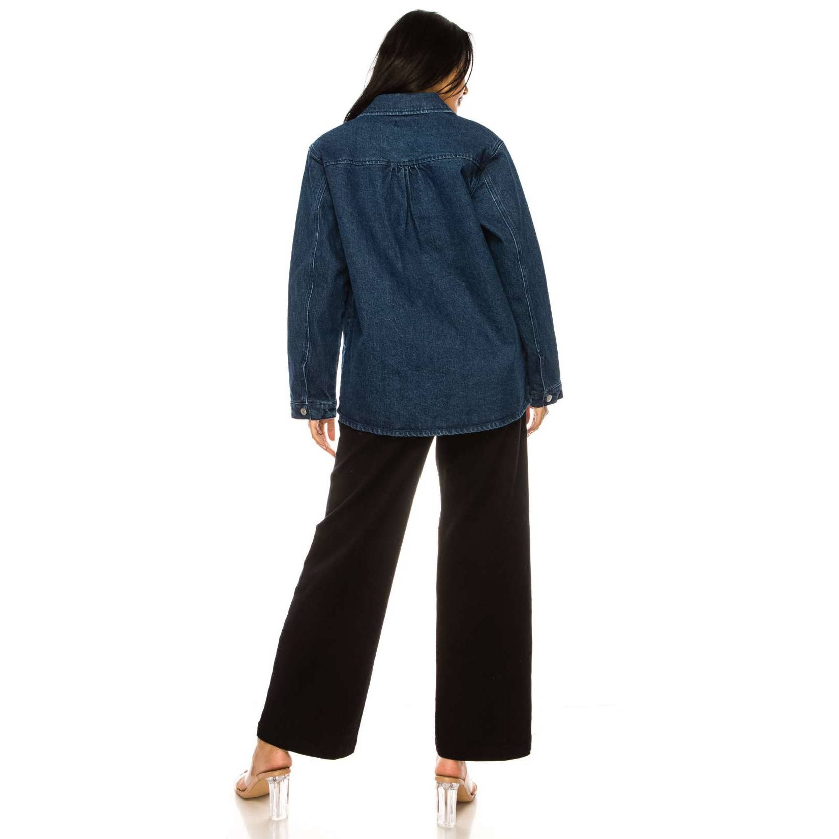 SHIR-KET WITH SNAP BUTTON  DARK WASH DENIM JACKET  for wholesale on Faire6