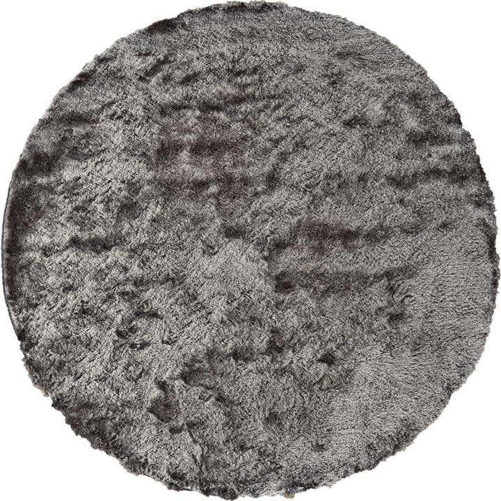 Tapis rond capitonné fait main à poils longs gris et noir de 8 pi pour la vente par HomeRoots
