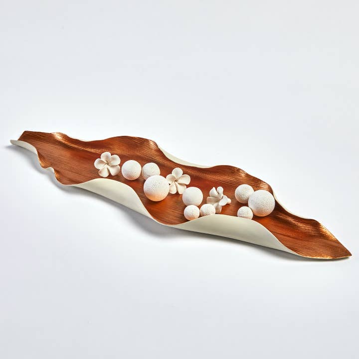 Copper ceramic palm leaf. 43cm- COPPER PALM for wholesale by Anoq