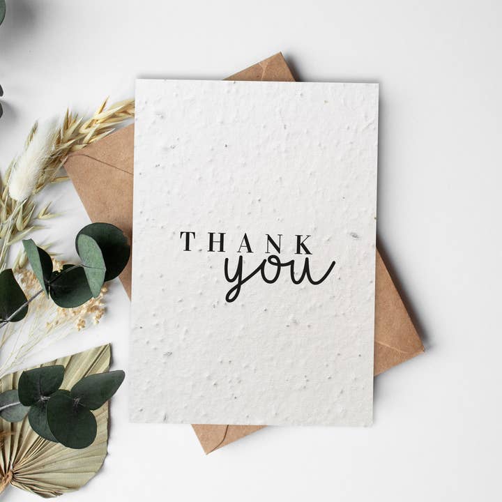 A6 Seed Paper gratulationskort - svartvitt - tack för wholesale av Little Green Paper Shop