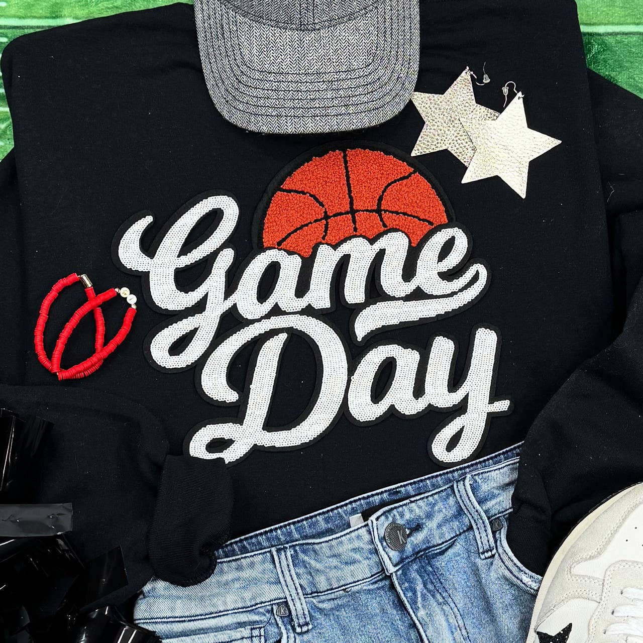 Trendy Transfers - Wholesale Patch - Basketball White Game Day Sequin Patch0