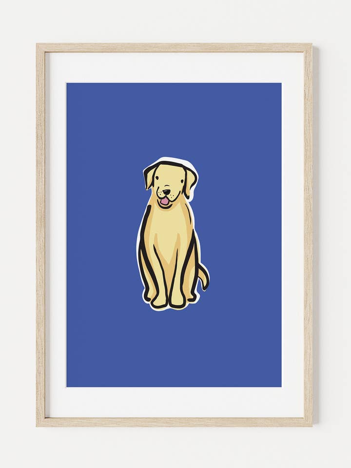 Midas the Yellow Labrador Dog A5 Art Print for wholesale by Looksee Illustration