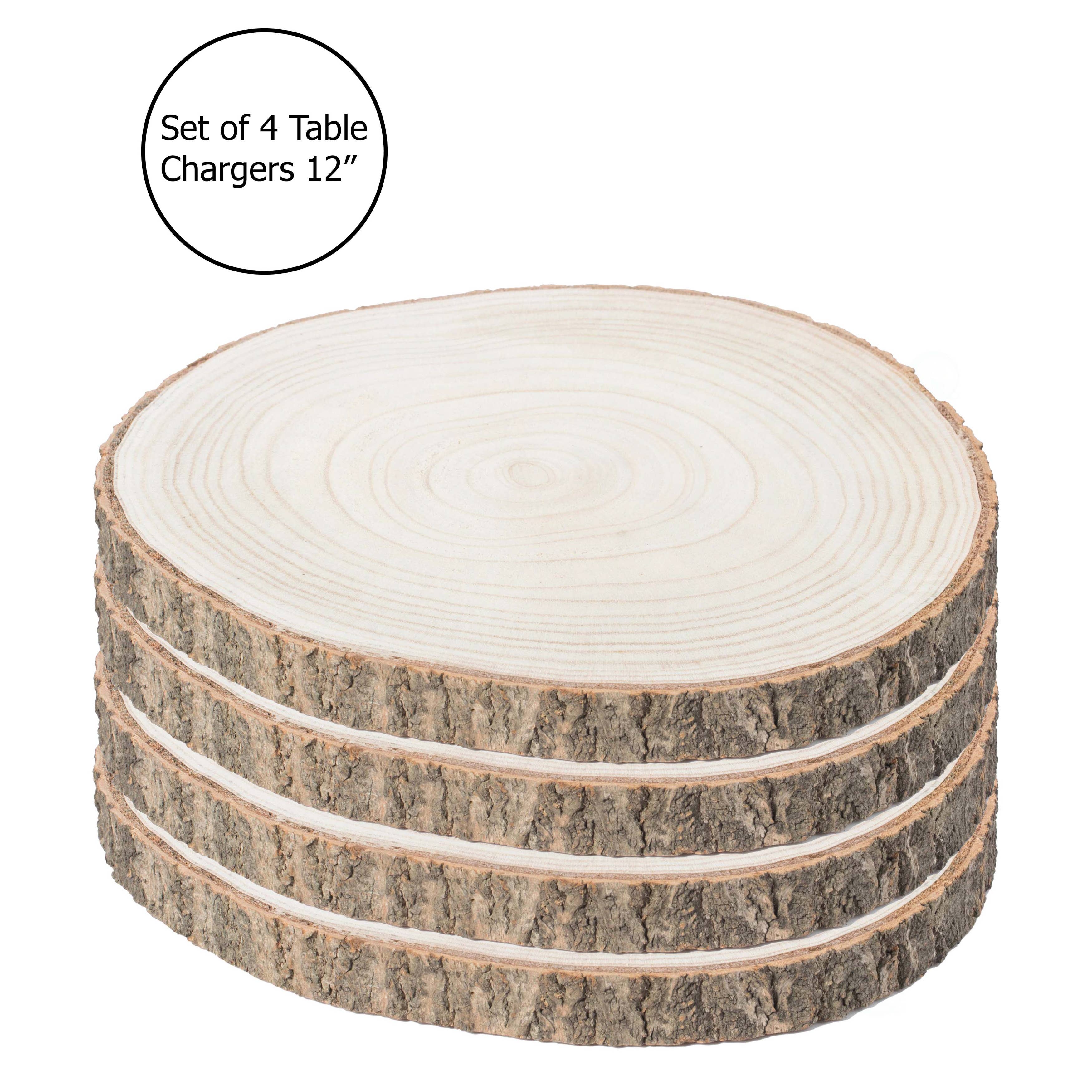 Quickway Imports - Wholesale Decoratief dienblad - Wood Slabs Rustic Ornament Slice Tray tafellader, set van 41