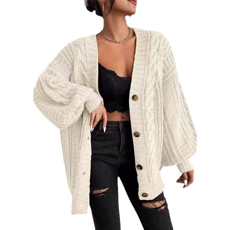 Sheer Trend – Cardigan - Mulher por atacado – Cardigã de Malha Solta de Cor Sólida4