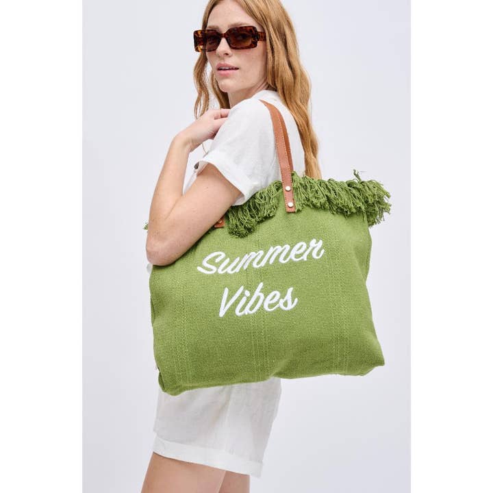 Urban Expressions - Wholesale Beach Bag - Summer Vibes Fringe Beach Tote